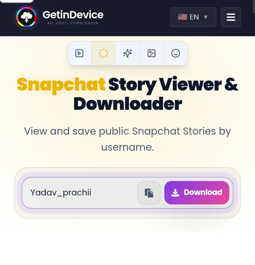 Type Snapchat username into anonymous story search bar