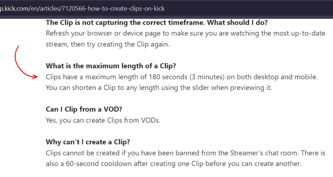 the maximum length of a Clip