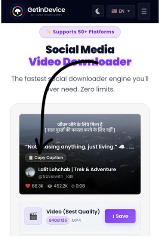 How to copy an Instagram Caption Example